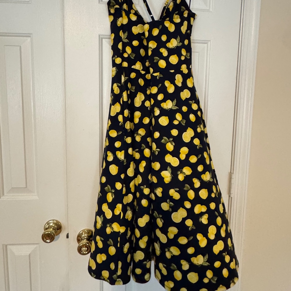 NWOT Lemon Print Navy Sundress